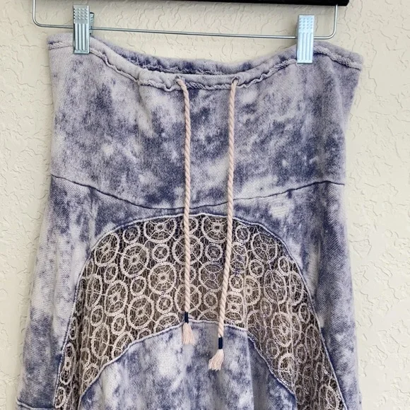 Free people mama crocheted purple tie die lace panel terry poncho - Picture 7 of 13